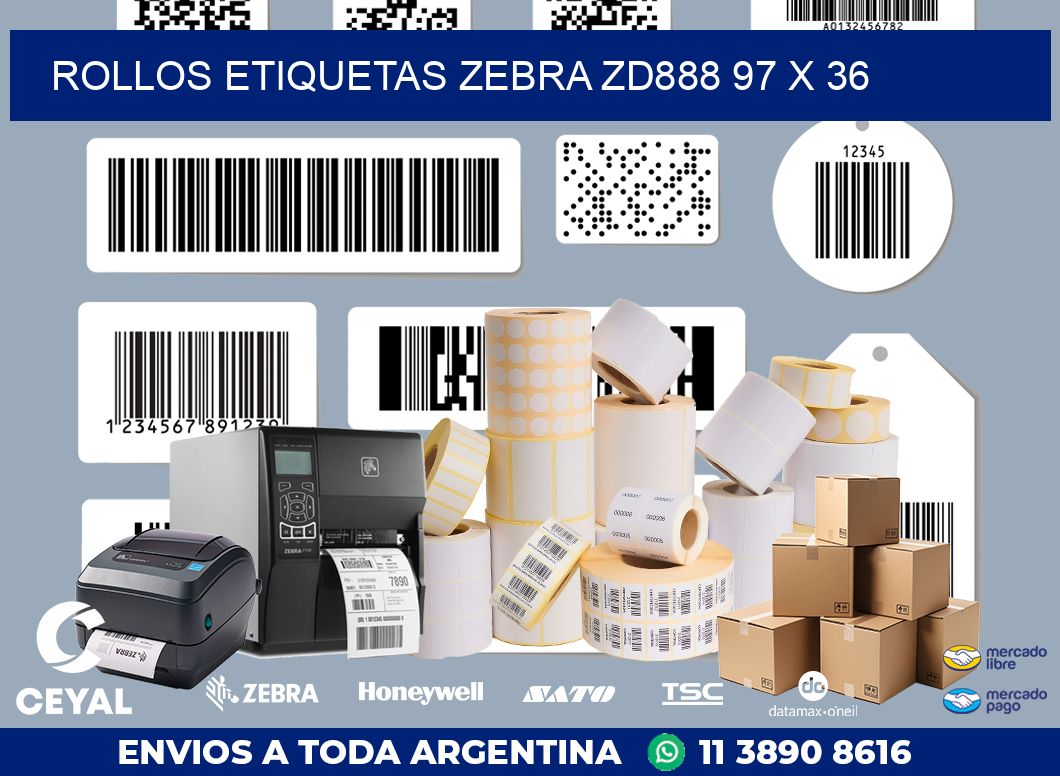 ROLLOS ETIQUETAS Zebra ZD888 97 x 36