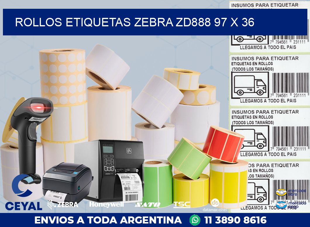 ROLLOS ETIQUETAS Zebra ZD888 97 x 36