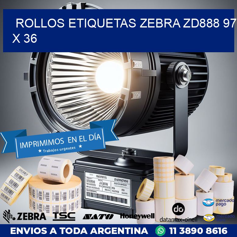 ROLLOS ETIQUETAS Zebra ZD888 97 x 36