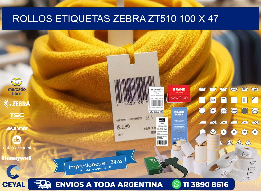 ROLLOS ETIQUETAS Zebra ZT510 100 x 47