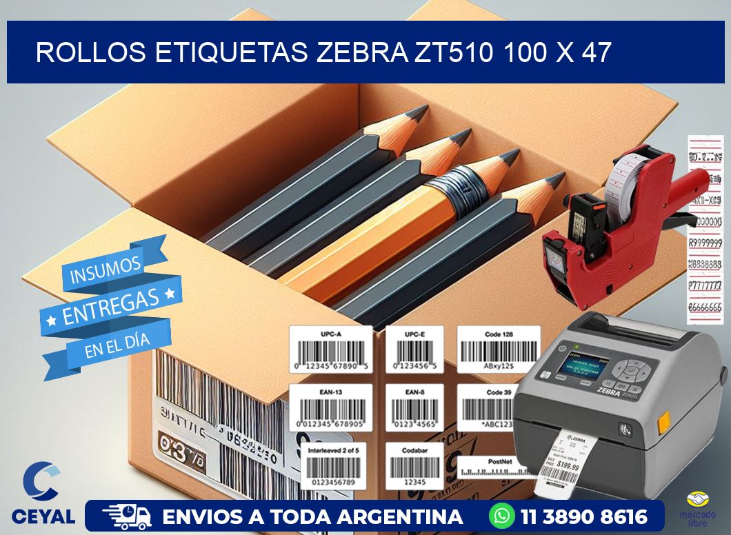 ROLLOS ETIQUETAS Zebra ZT510 100 x 47