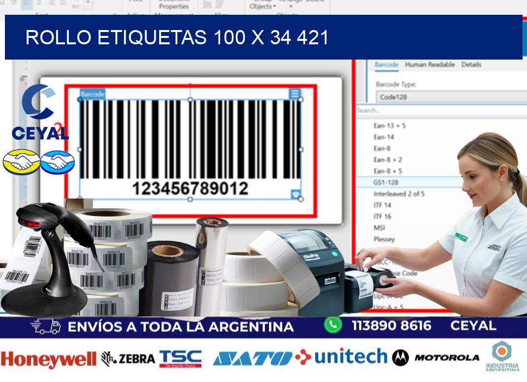 Rollo etiquetas 100 x 34 421