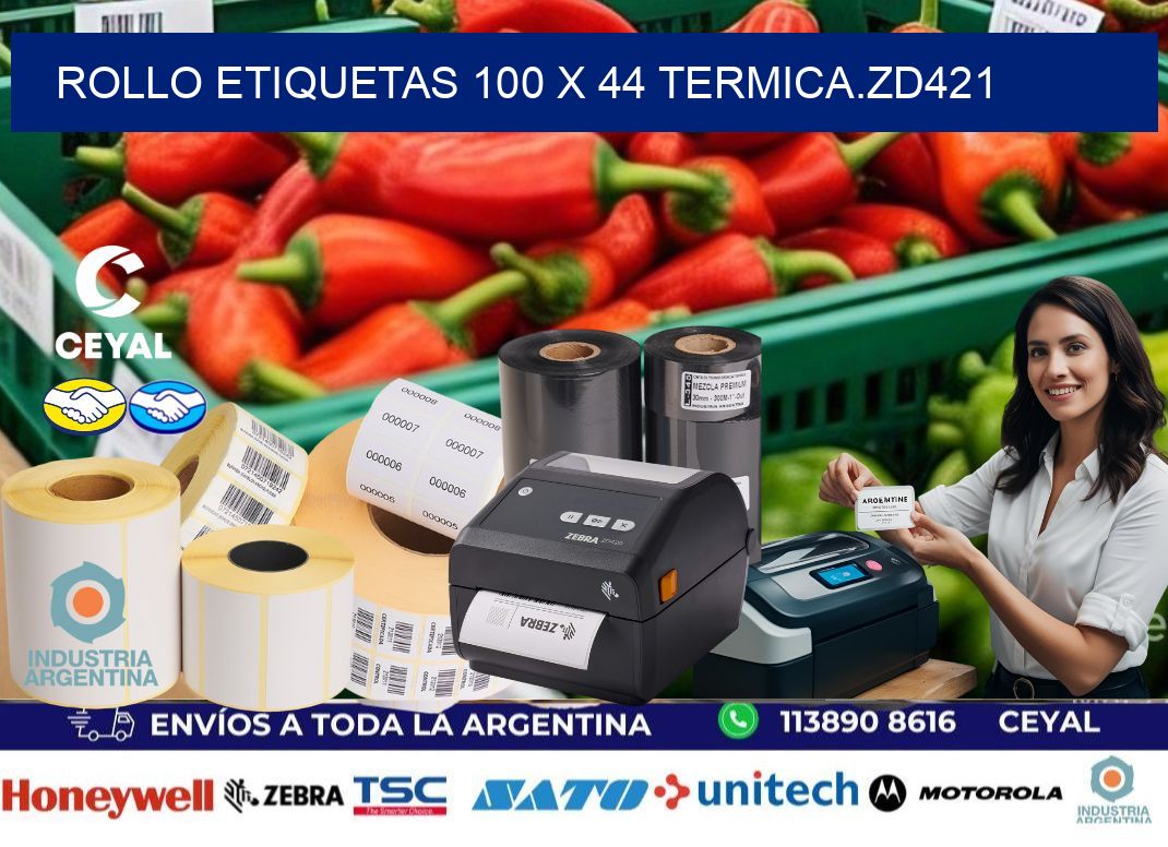Rollo etiquetas 100 x 44 termica.zd421