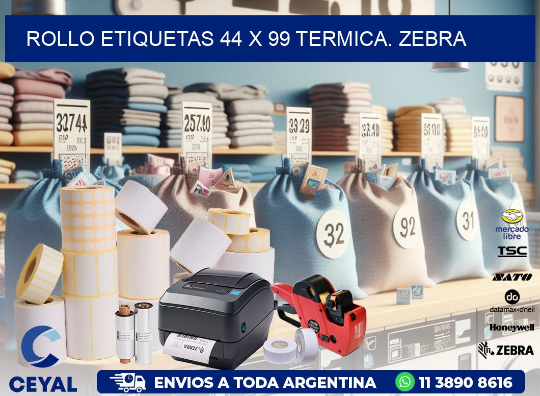 Rollo etiquetas 44 x 99 termica. zebra