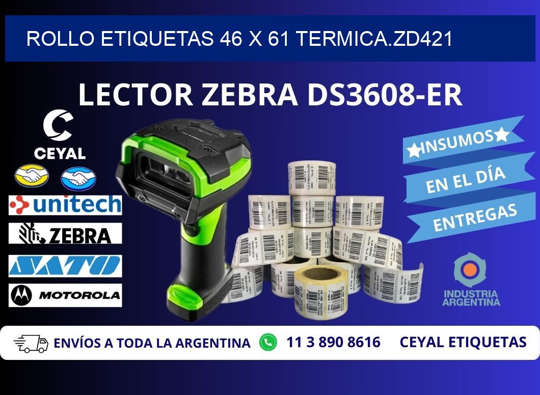Rollo etiquetas 46 x 61 termica.zd421