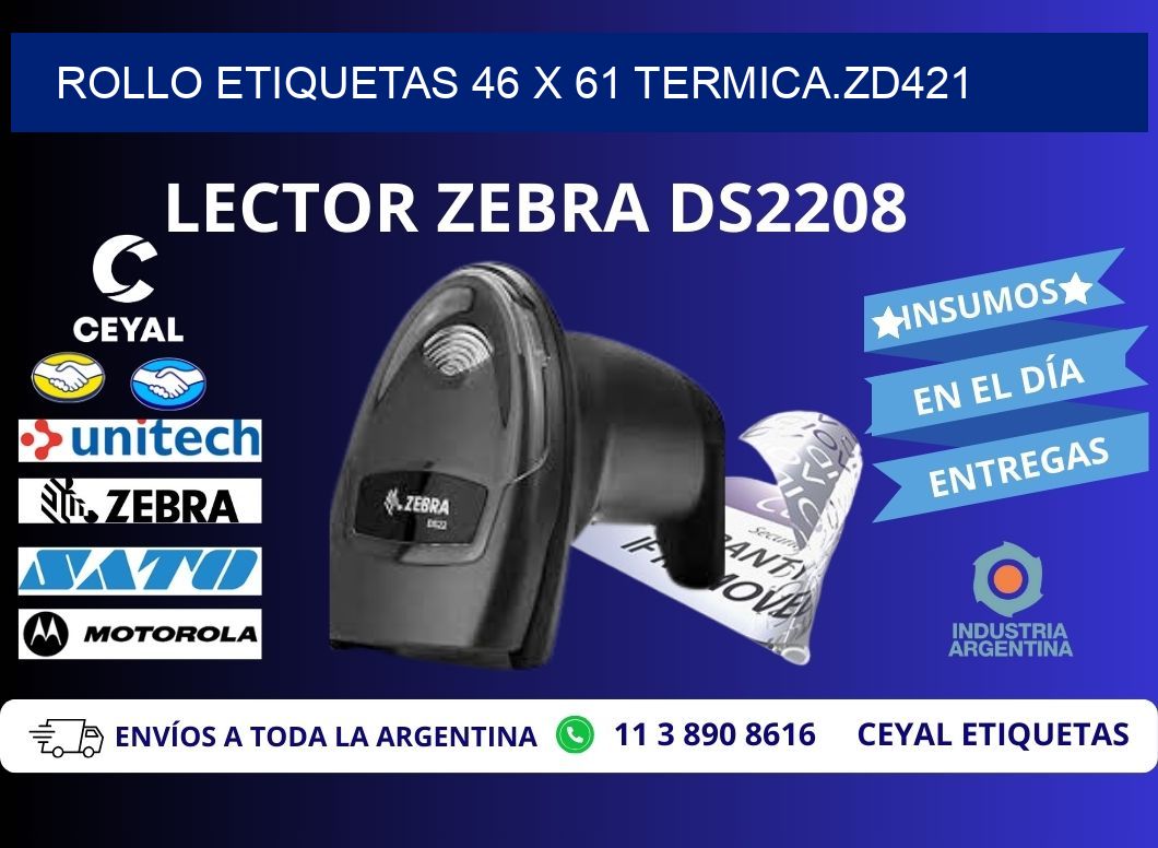 Rollo etiquetas 46 x 61 termica.zd421