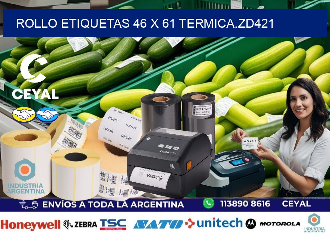 Rollo etiquetas 46 x 61 termica.zd421