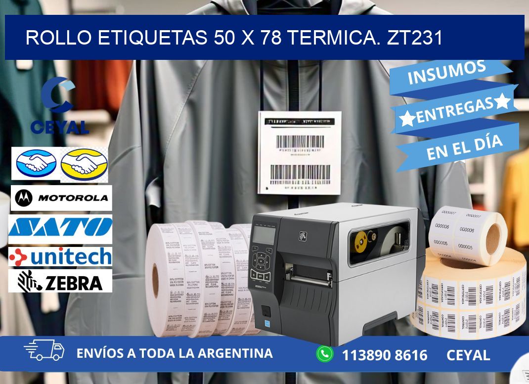 Rollo etiquetas 50 x 78 termica. zt231