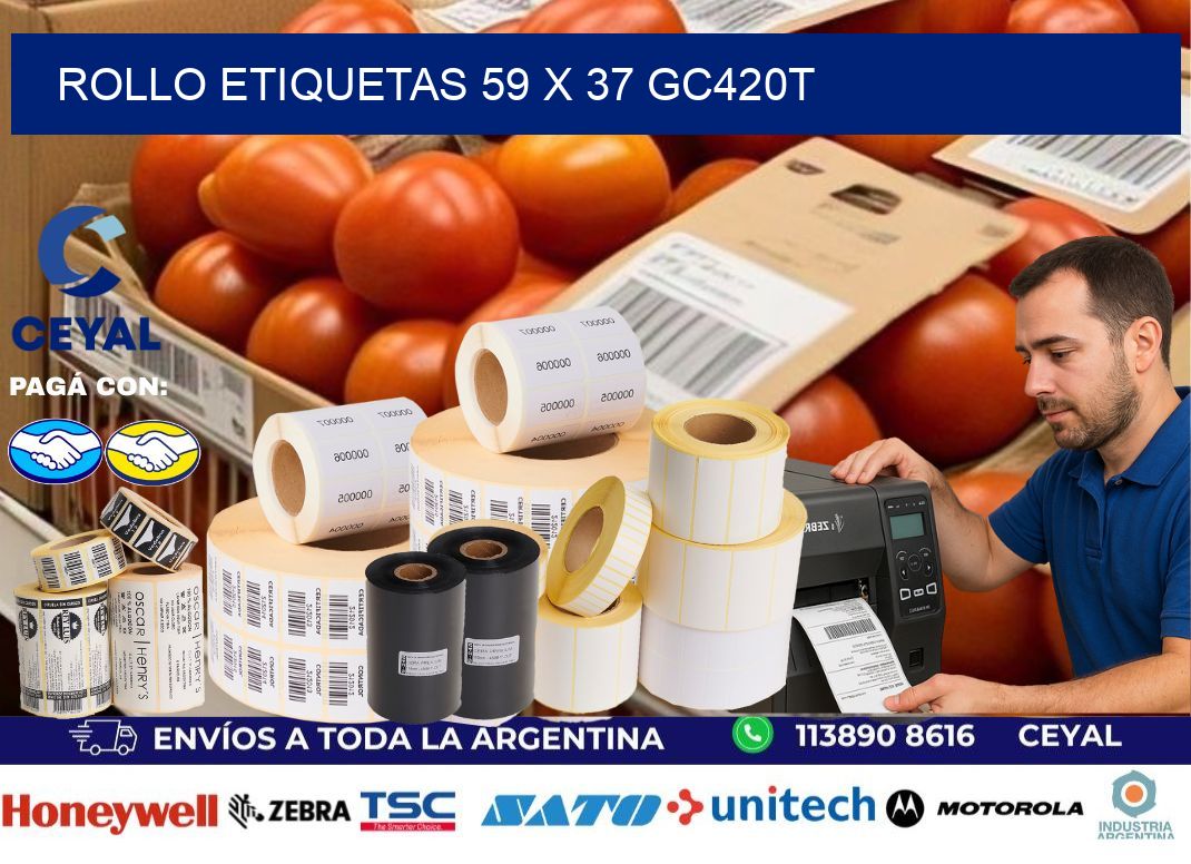 Rollo etiquetas 59 x 37 gc420t