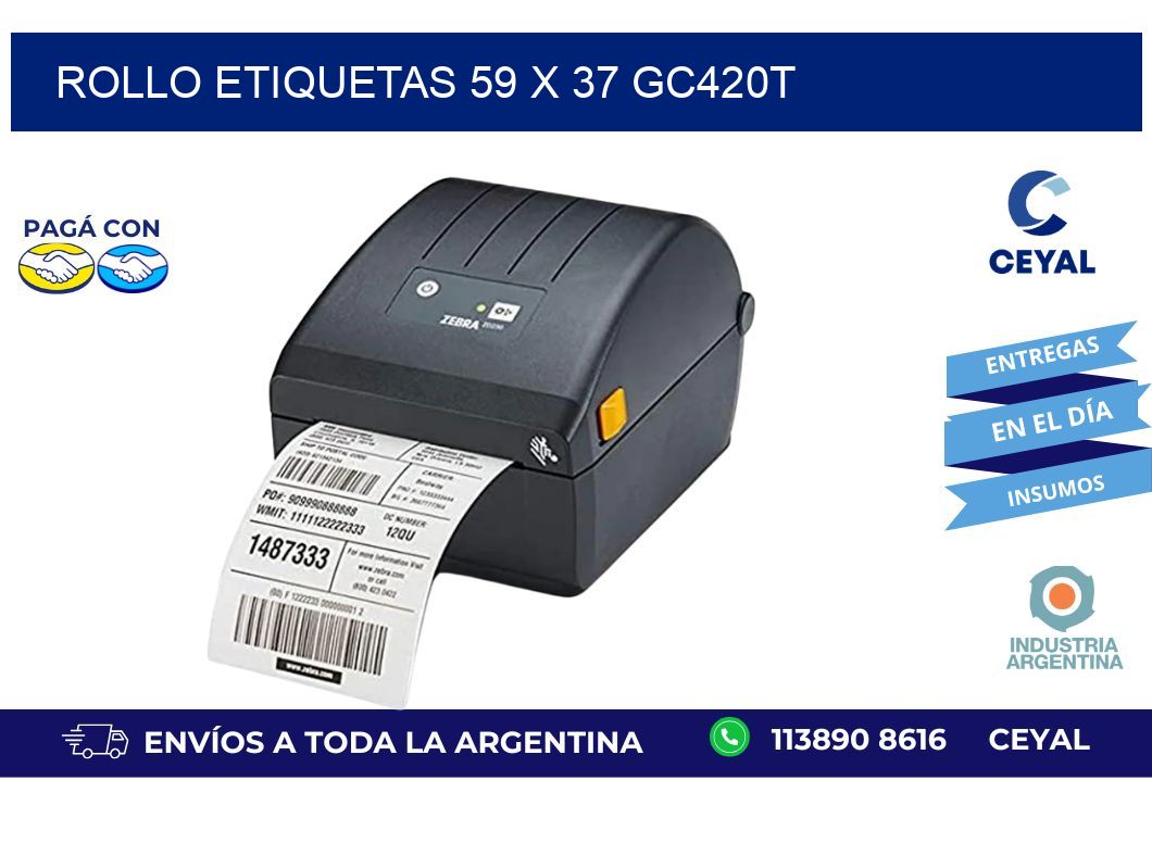 Rollo etiquetas 59 x 37 gc420t
