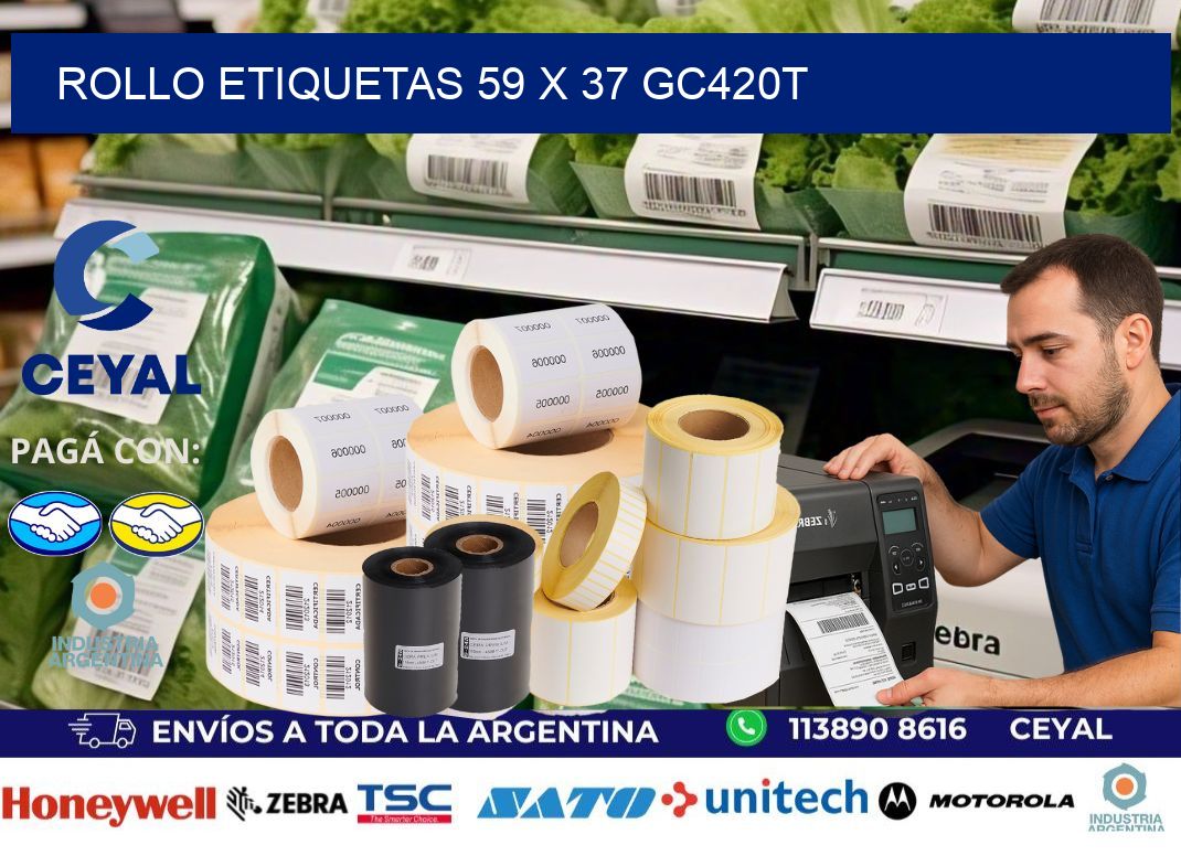 Rollo etiquetas 59 x 37 gc420t