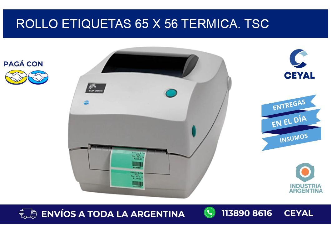 Rollo etiquetas 65 x 56 termica. tsc