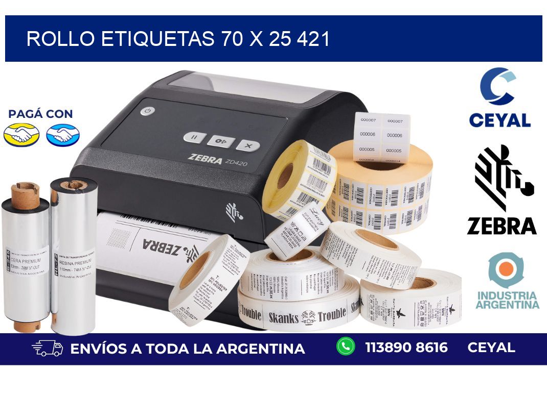 Rollo etiquetas 70 x 25 421
