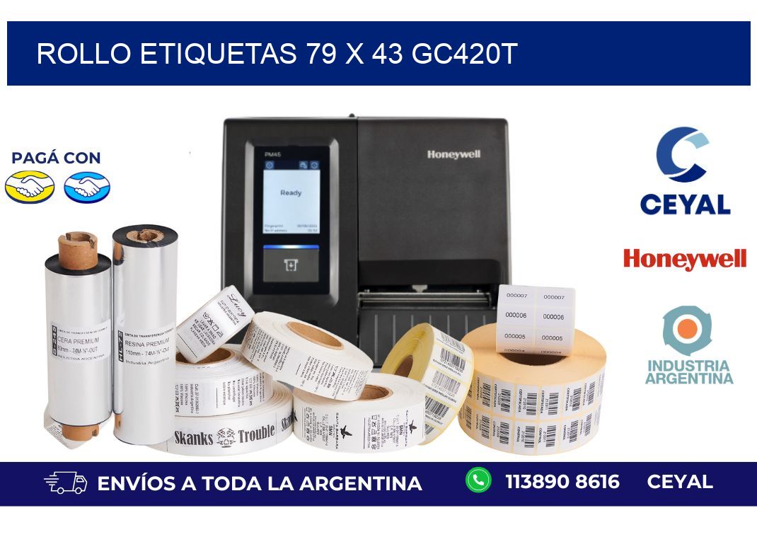 Rollo etiquetas 79 x 43 gc420t
