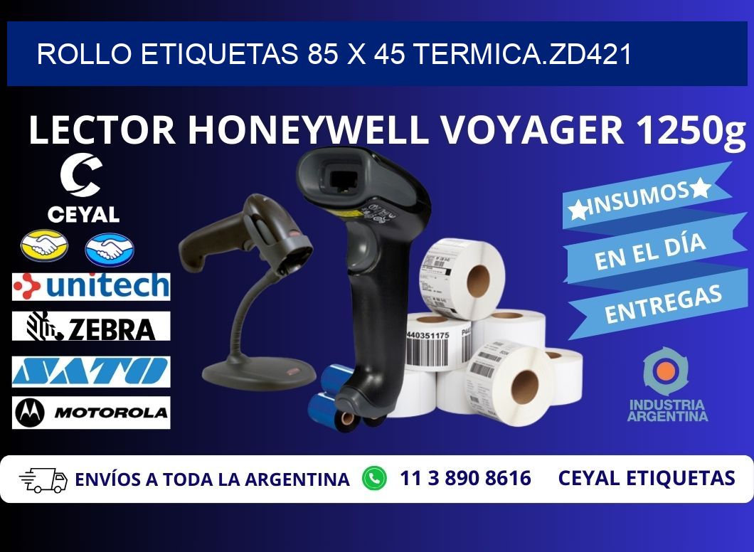 Rollo etiquetas 85 x 45 termica.zd421