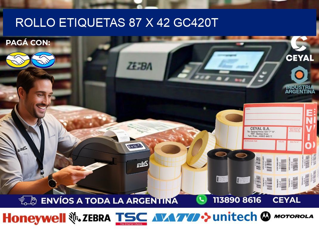Rollo etiquetas 87 x 42 gc420t