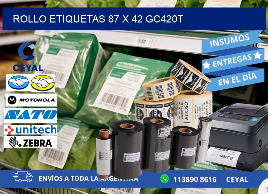 Rollo etiquetas 87 x 42 gc420t