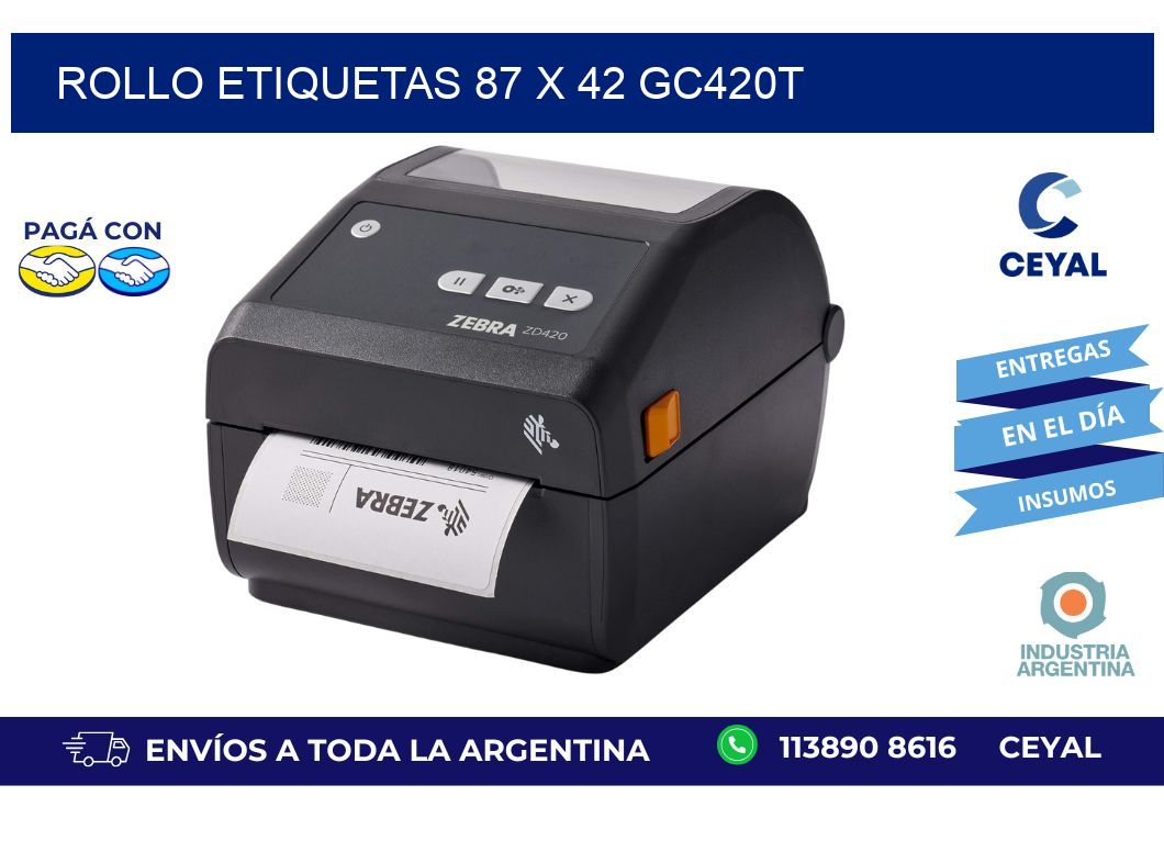 Rollo etiquetas 87 x 42 gc420t