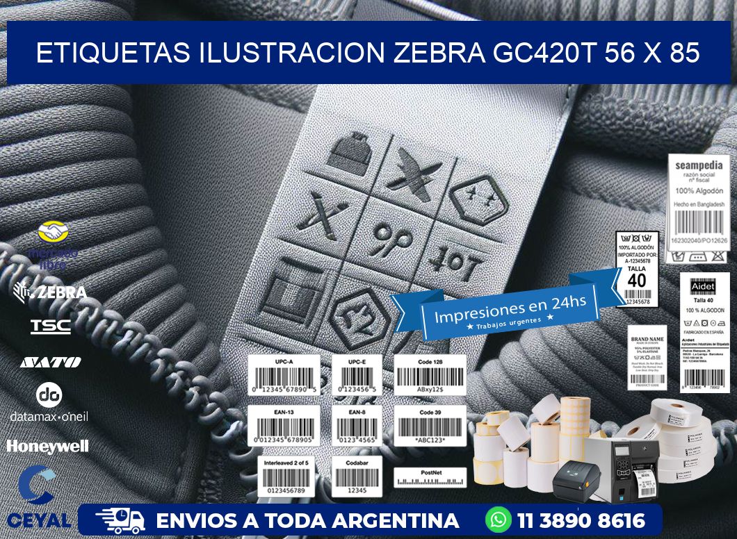 ETIQUETAS ILUSTRACION ZEBRA GC420T 56 x 85