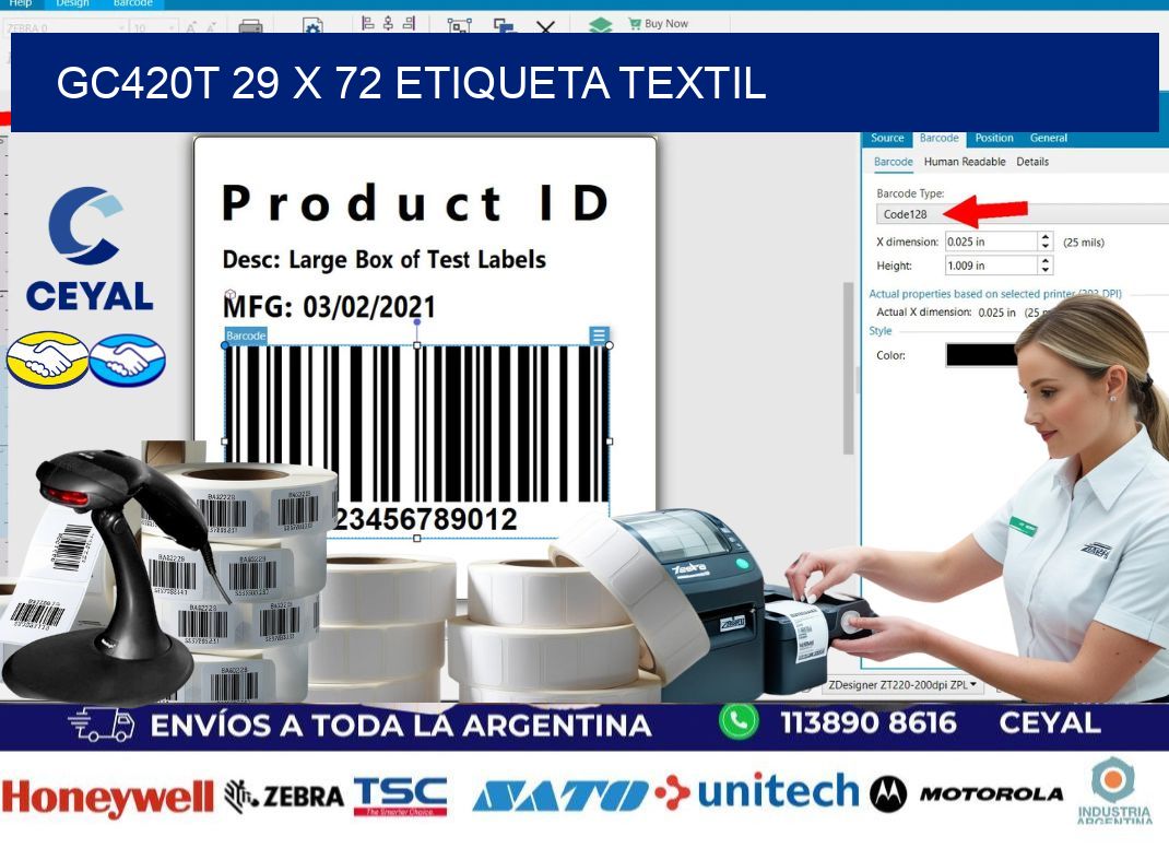 GC420T 29 x 72 ETIQUETA TEXTIL