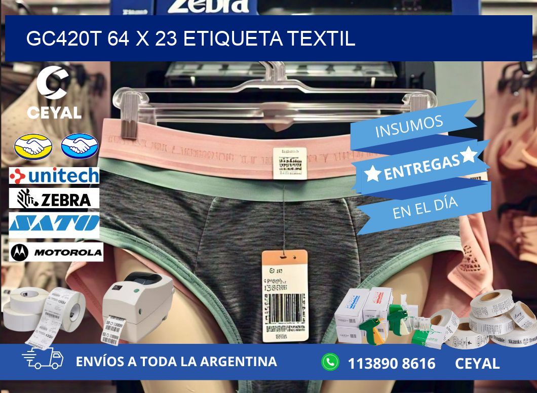 GC420T 64 x 23 ETIQUETA TEXTIL