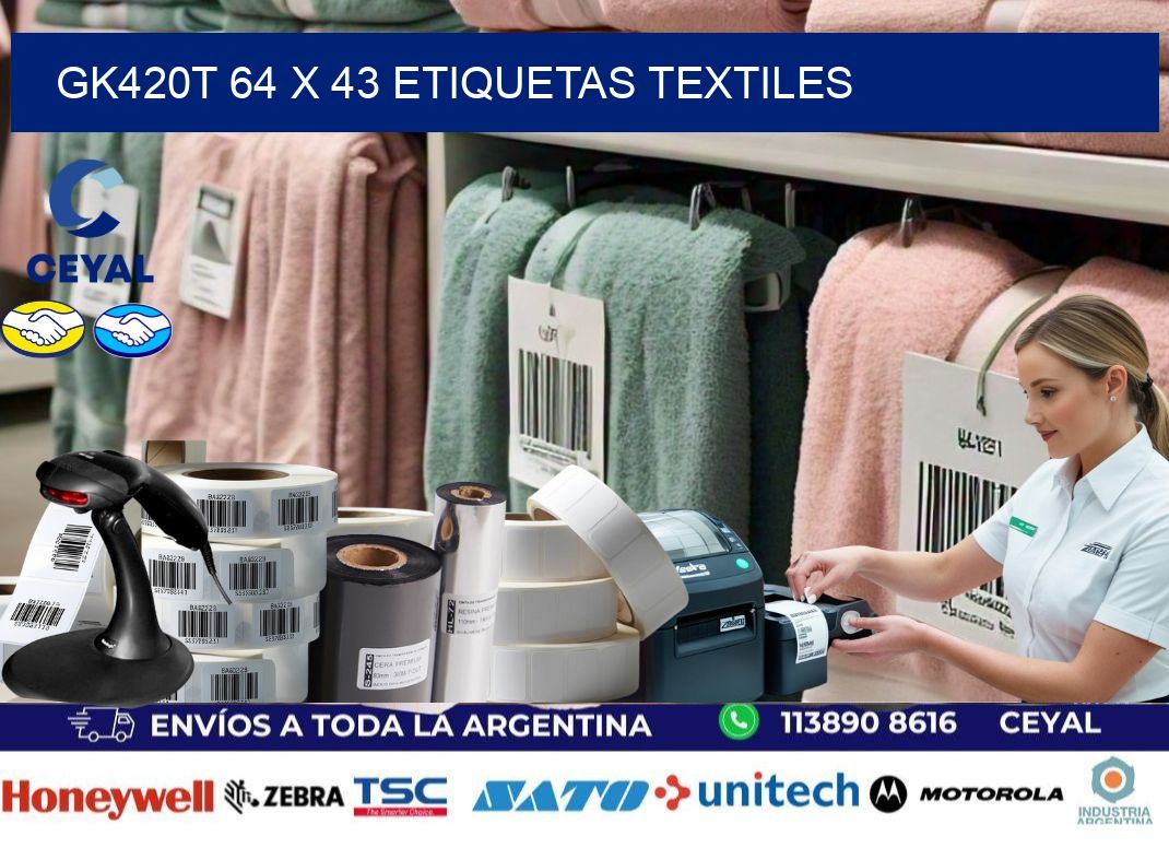 GK420T 64 x 43 ETIQUETAS TEXTILES