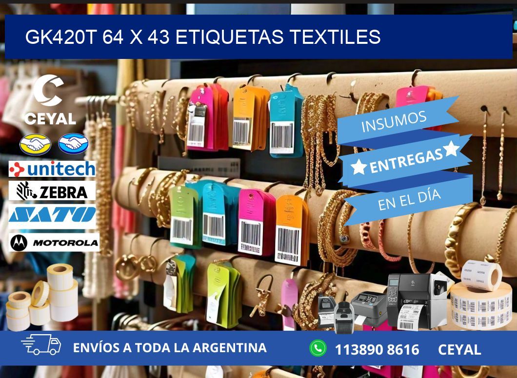 GK420T 64 x 43 ETIQUETAS TEXTILES