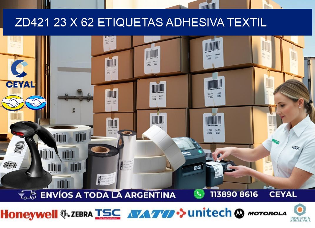 ZD421 23 x 62 ETIQUETAS ADHESIVA TEXTIL