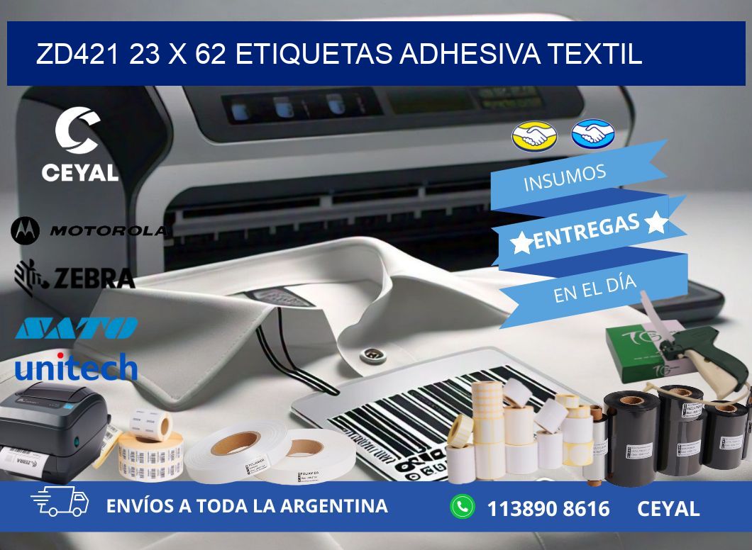 ZD421 23 x 62 ETIQUETAS ADHESIVA TEXTIL