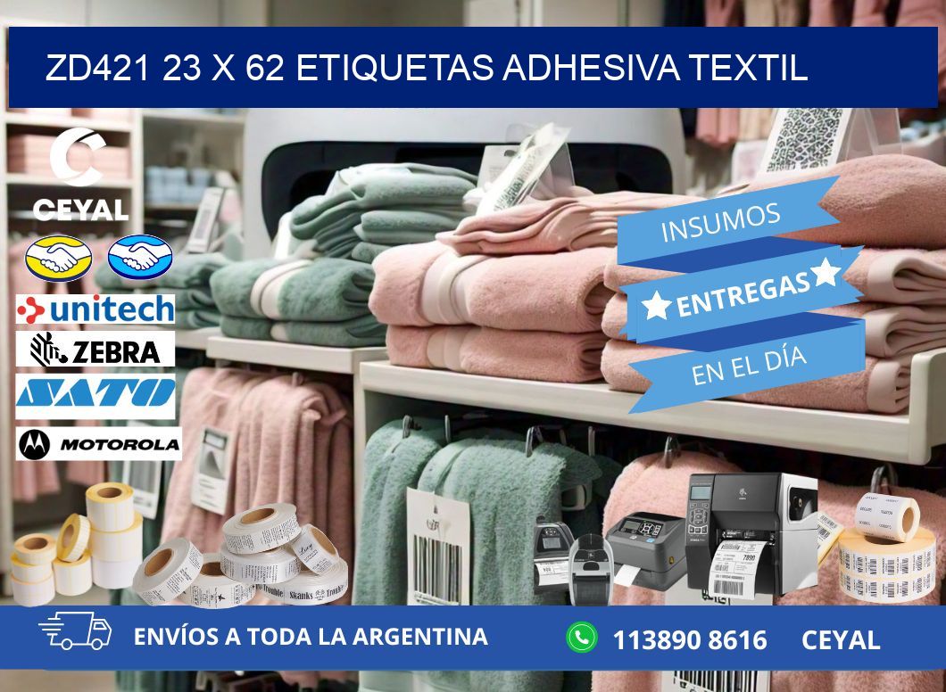 ZD421 23 x 62 ETIQUETAS ADHESIVA TEXTIL