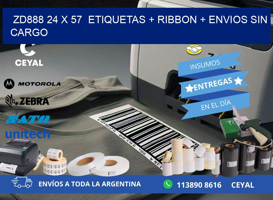 ZD888 24 x 57  etiquetas + ribbon + envios sin cargo