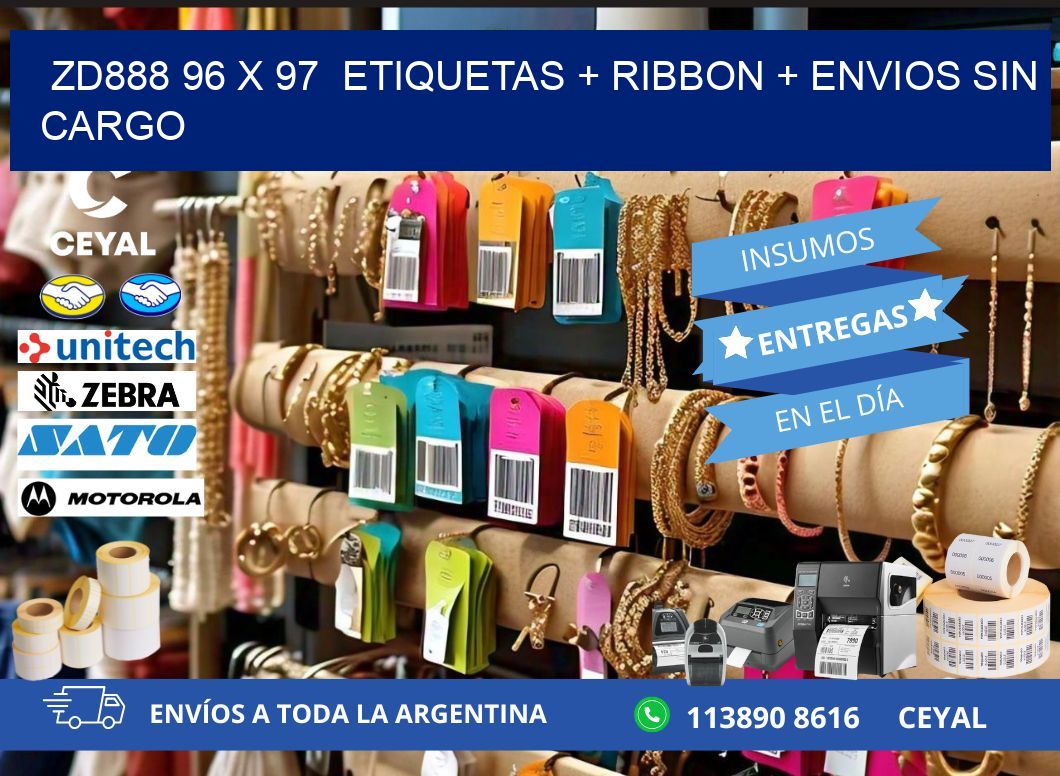 ZD888 96 x 97  etiquetas + ribbon + envios sin cargo