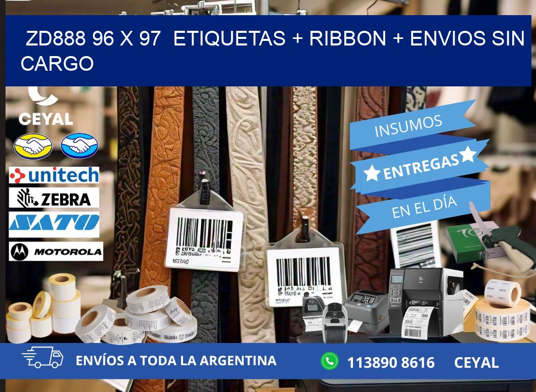 ZD888 96 x 97  etiquetas + ribbon + envios sin cargo