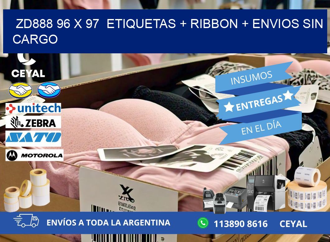 ZD888 96 x 97  etiquetas + ribbon + envios sin cargo