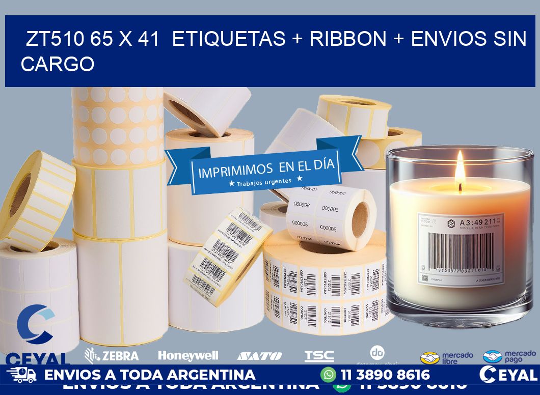 ZT510 65 x 41  etiquetas + ribbon + envios sin cargo