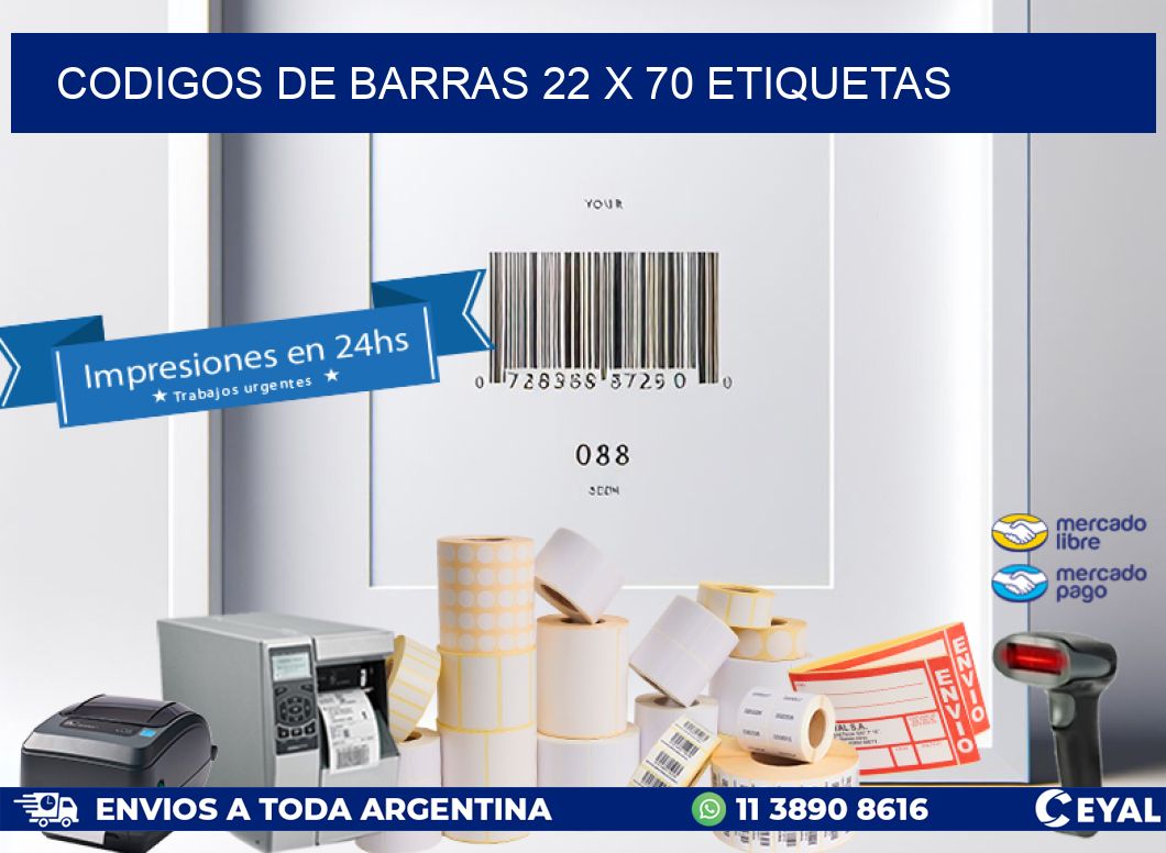 codigos de barras 22 x 70 etiquetas