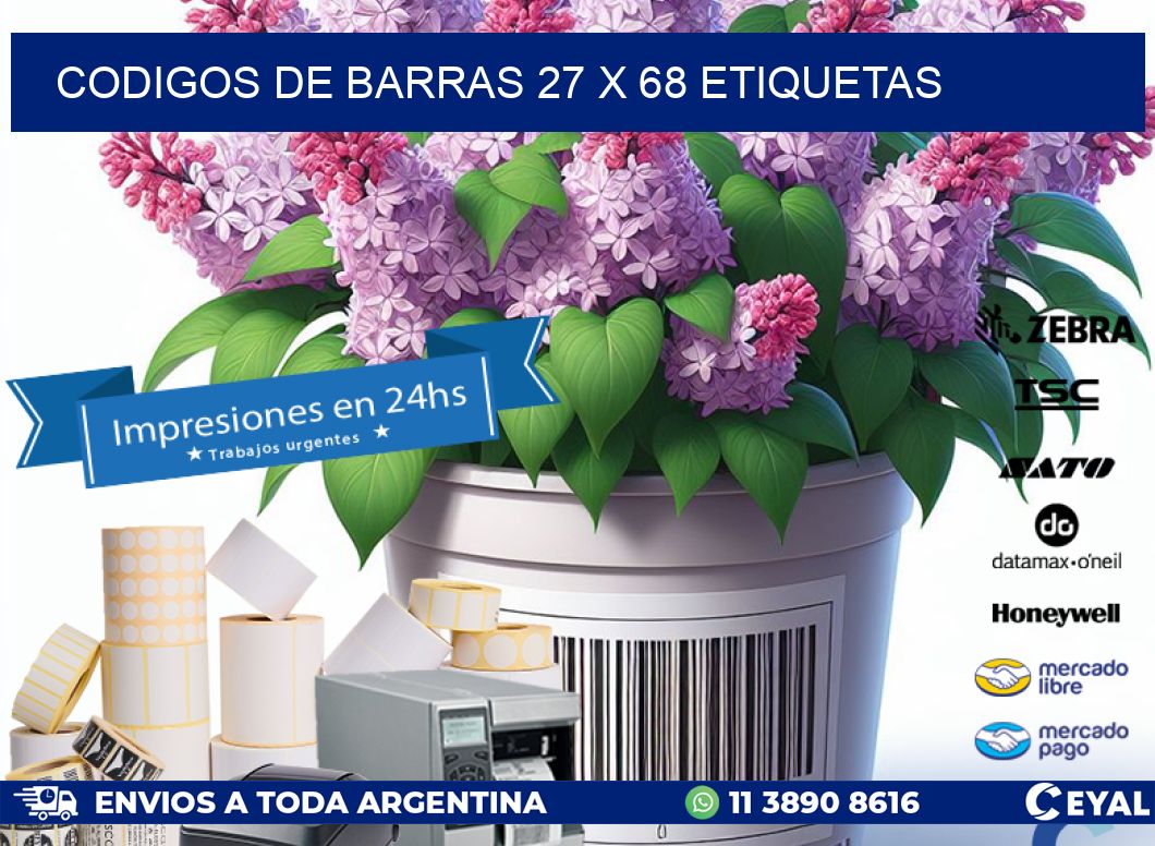 codigos de barras 27 x 68 etiquetas