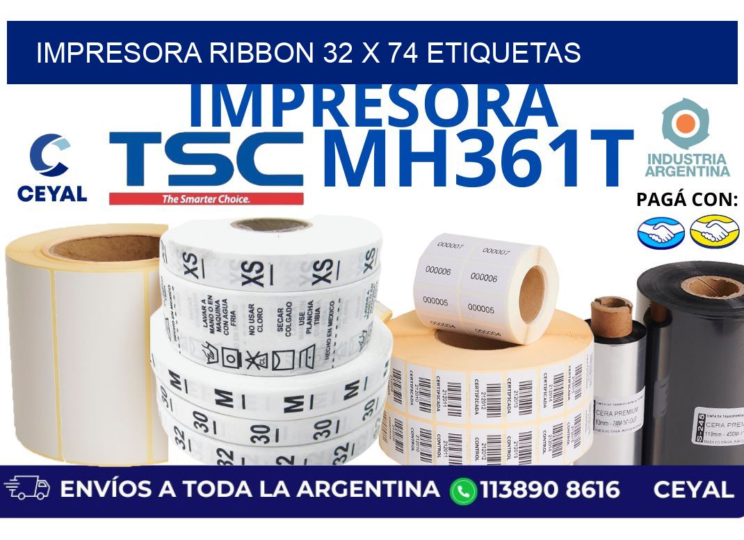 impresora ribbon 32 x 74 etiquetas