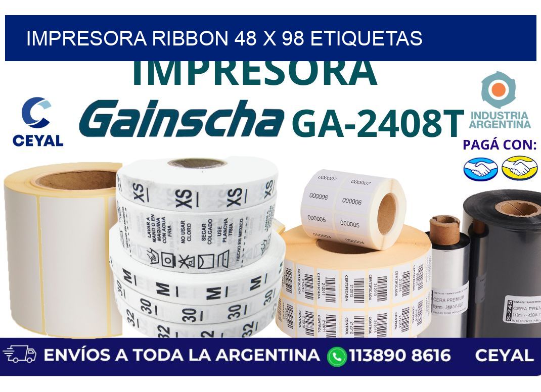 impresora ribbon 48 x 98 etiquetas