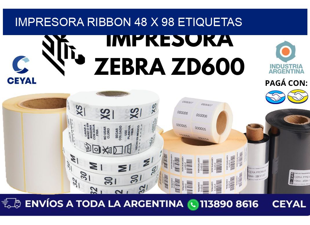 impresora ribbon 48 x 98 etiquetas