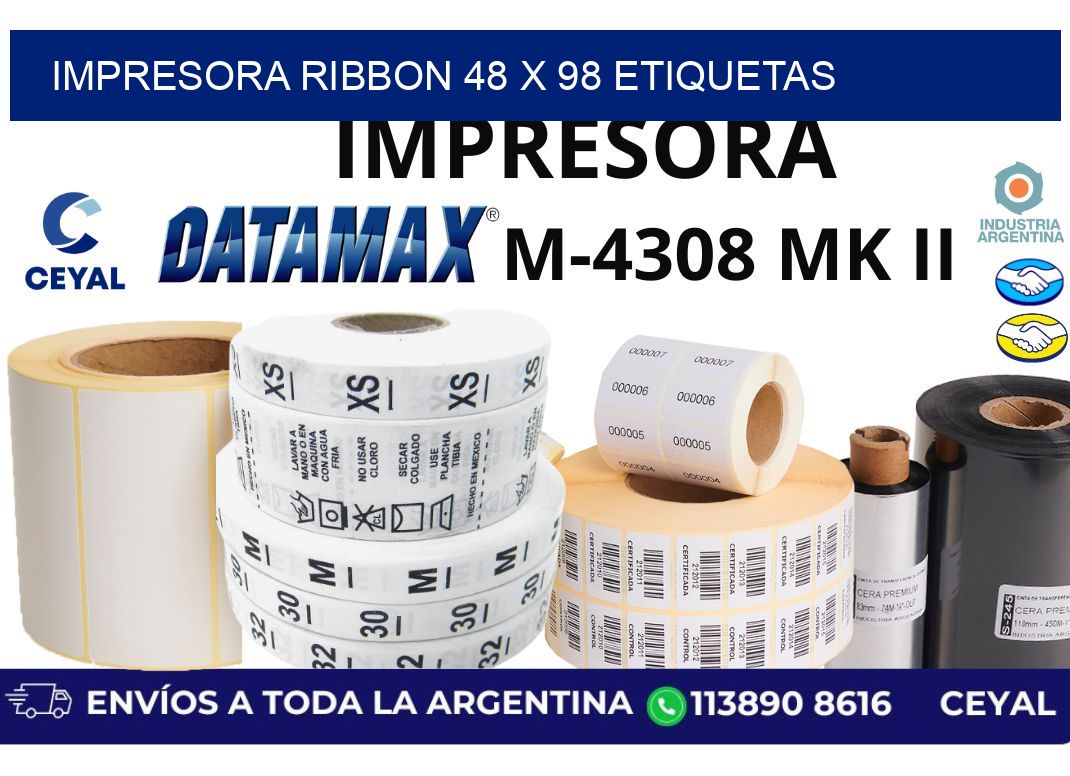 impresora ribbon 48 x 98 etiquetas