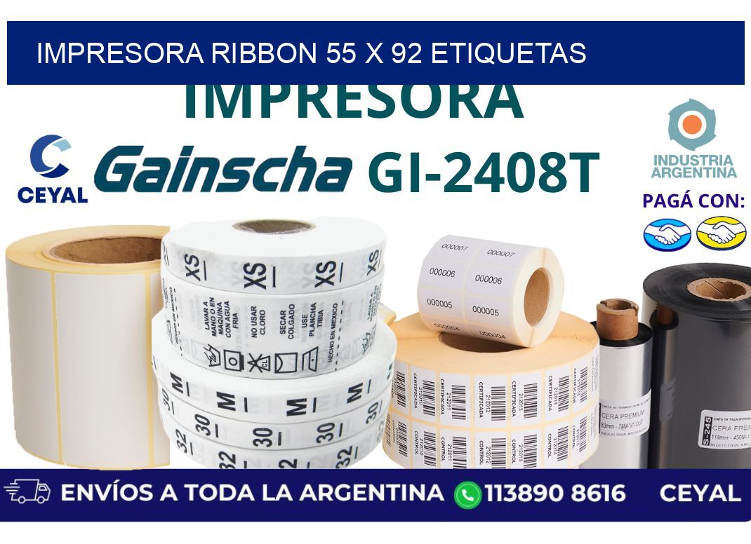 impresora ribbon 55 x 92 etiquetas