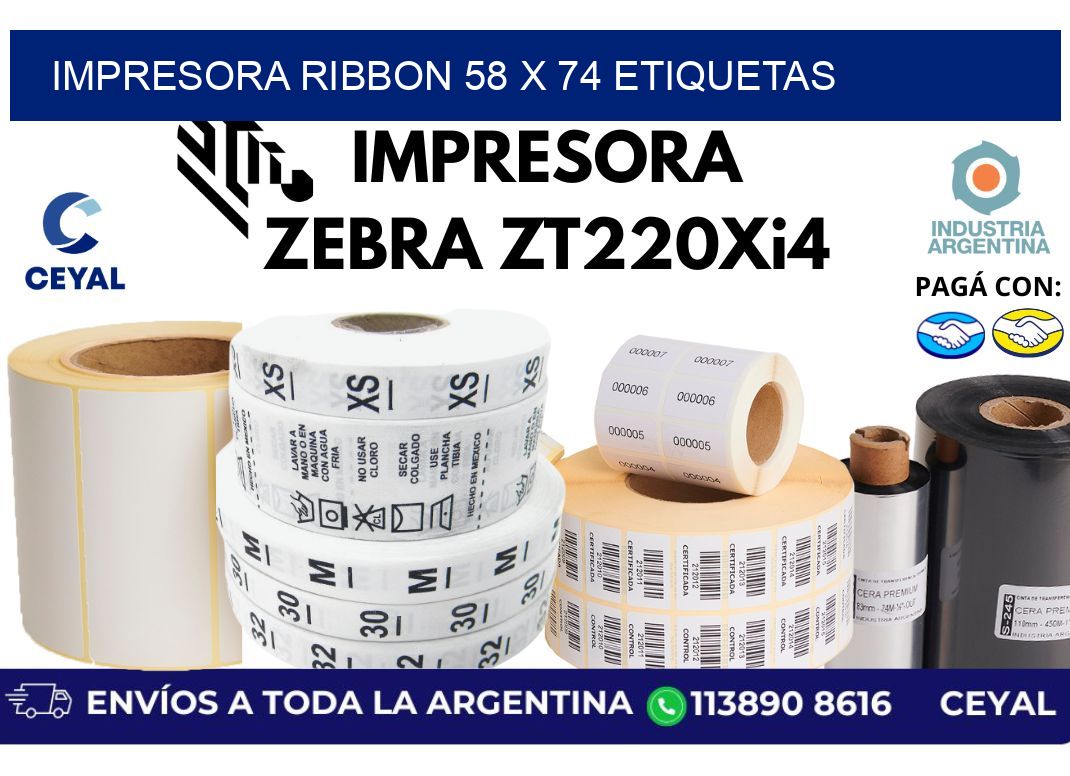 impresora ribbon 58 x 74 etiquetas