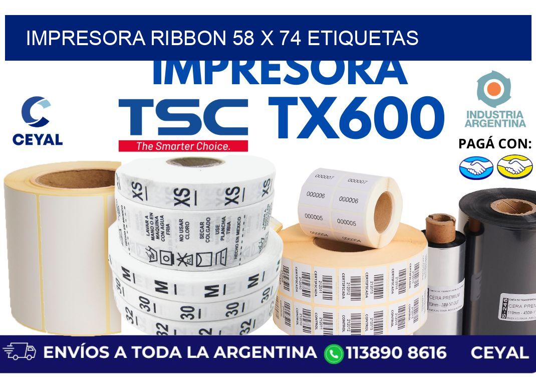 impresora ribbon 58 x 74 etiquetas