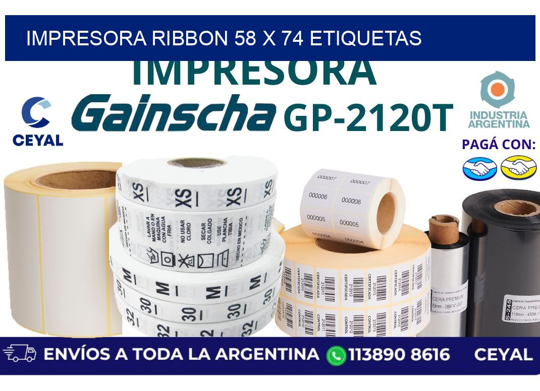 impresora ribbon 58 x 74 etiquetas