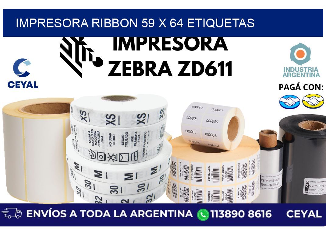 impresora ribbon 59 x 64 etiquetas