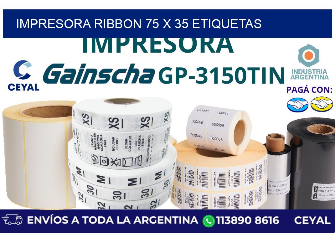 impresora ribbon 75 x 35 etiquetas