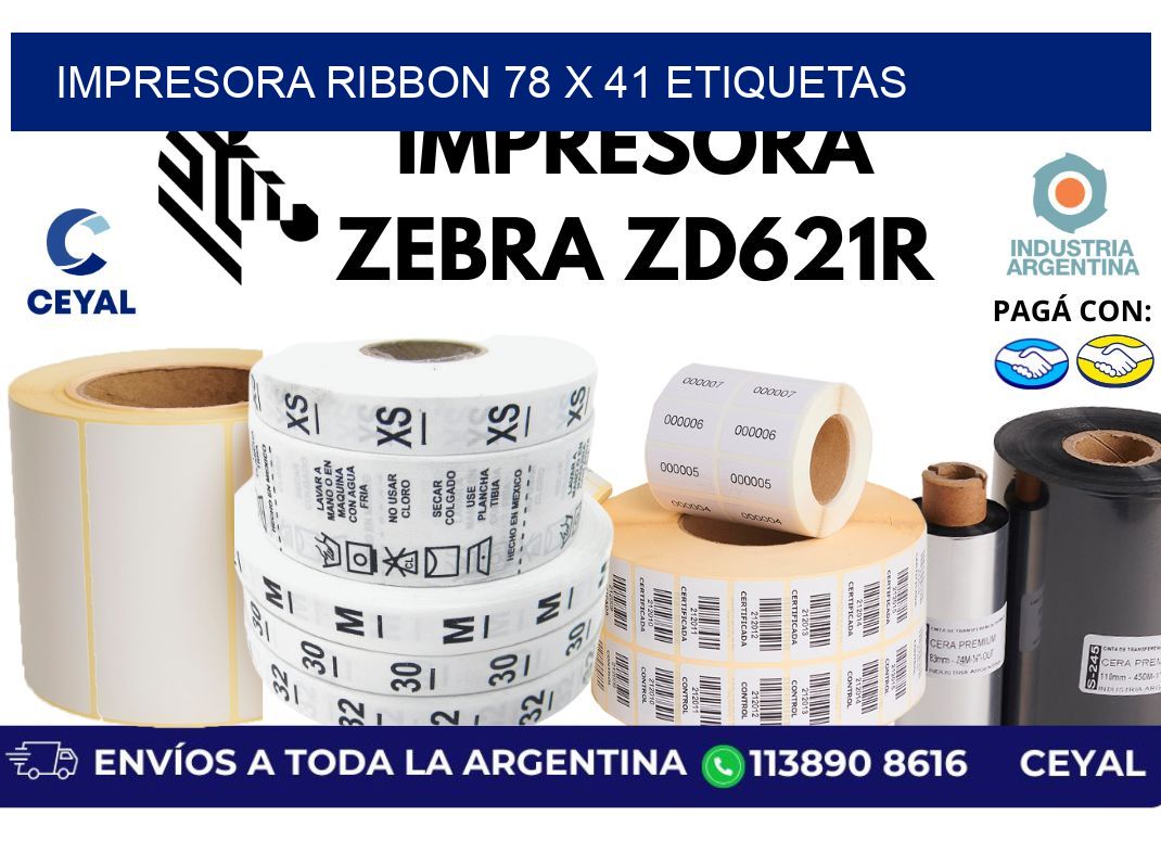 impresora ribbon 78 x 41 etiquetas