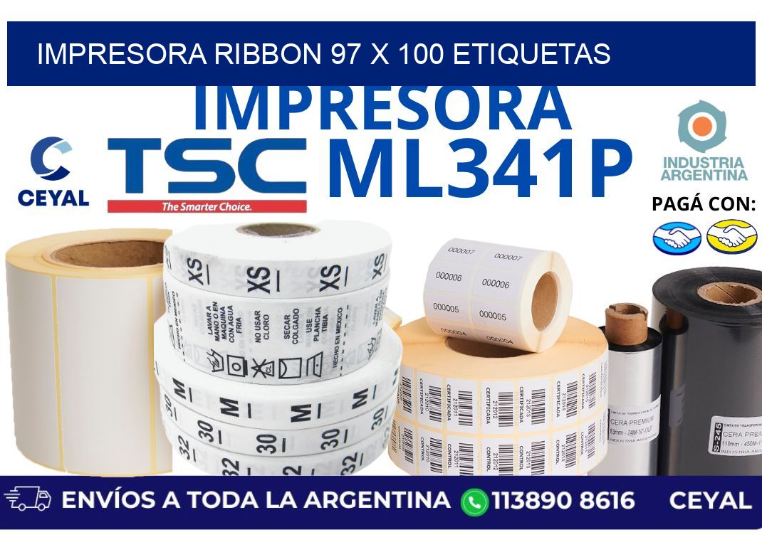 impresora ribbon 97 x 100 etiquetas