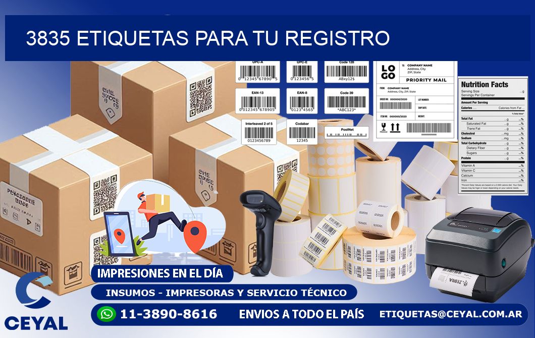 3835 etiquetas para tu registro